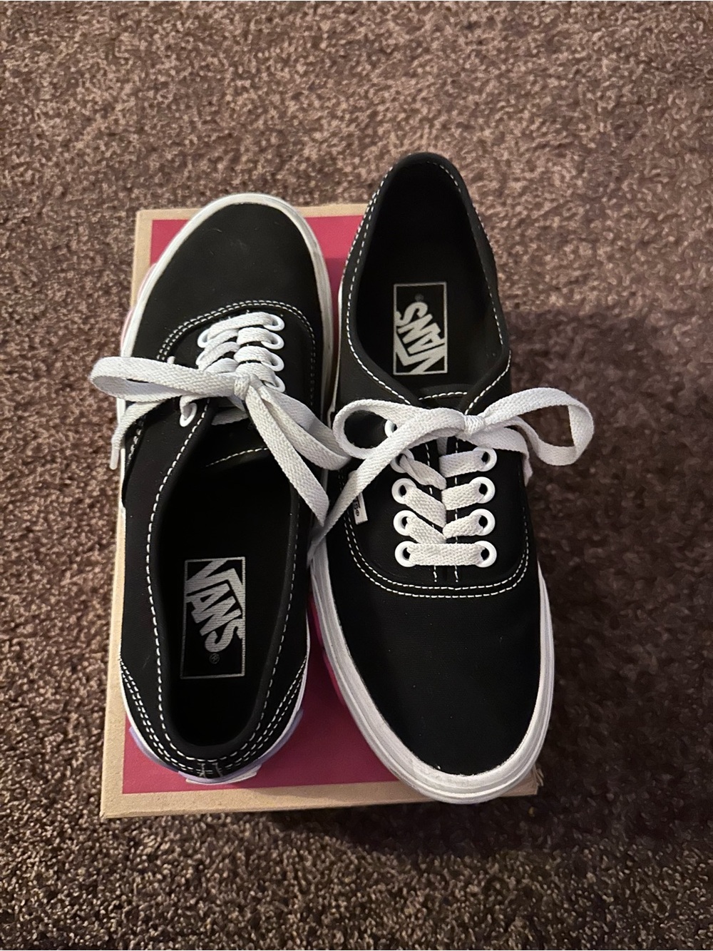 Vans Black Sneakers with Pink, Purple & Orange Flower Accents - Picture 2 of 5